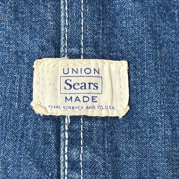 VINTAGE 50’S SEARS UNION MADE DENIM JEAN BIB UNISEX OVERALLS - Picture 6 of 11